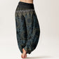 Pure Cotton Triangular Mandala Patterns Women's Elastic Waist Harem Pants