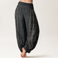 Pure Cotton Lotus Flowers Double Dorje Vajra Namaste Om Design Women's Elastic Waist Harem Pants