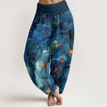 Cotton Oceanic Golde Star Pattern Women's Elastic Waist Harem Pants