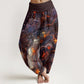 Cotton Oceanic Golde Star Pattern Women's Elastic Waist Harem Pants