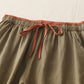 Casual Colorblock Drawstring Women's Cotton Wide Leg Pants With Pockets