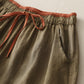 Casual Colorblock Drawstring Women's Cotton Wide Leg Pants With Pockets