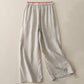 Casual Colorblock Drawstring Women's Cotton Wide Leg Pants With Pockets