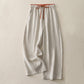 Casual Colorblock Drawstring Women's Cotton Wide Leg Pants With Pockets