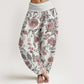Pure Cotton Sunflower Pattern Women's Elastic Waist Harem Pants