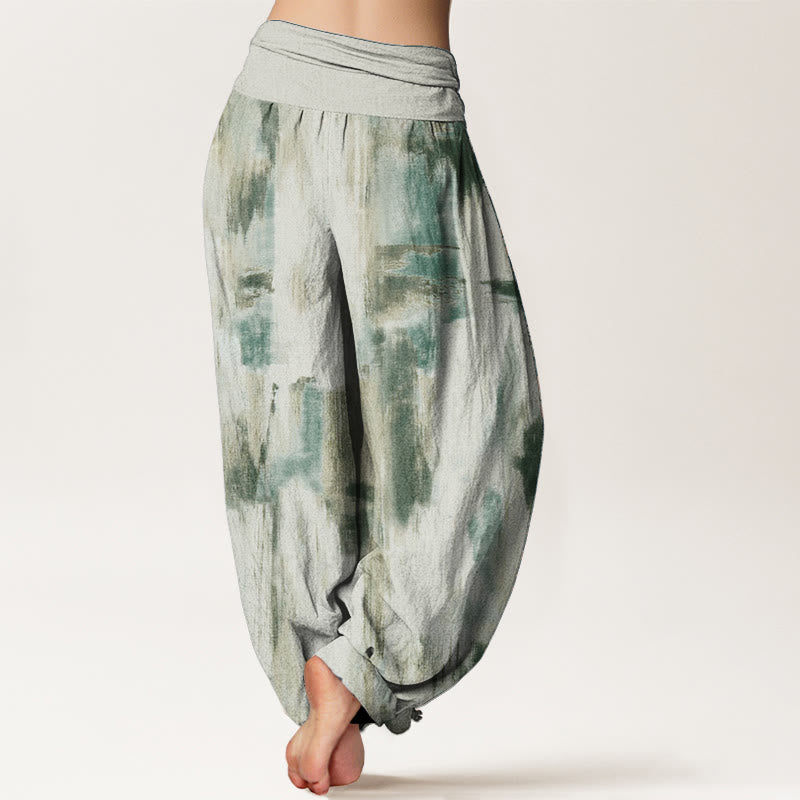 Pure Cotton Tie Dye Pattern Design Women's Elastic Waist Harem Pants