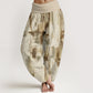 Pure Cotton Tie Dye Pattern Design Women's Elastic Waist Harem Pants