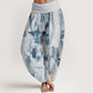 Pure Cotton Tie Dye Pattern Design Women's Elastic Waist Harem Pants
