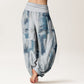 Pure Cotton Tie Dye Pattern Design Women's Elastic Waist Harem Pants