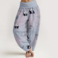 Pure Cotton Panda Bamboo Pattern Women's Elastic Waist Harem Pants
