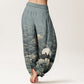 Pure Cotton Casual Wave Moon Mountain Pattern Women's Elastic Waist Harem Pants