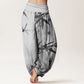 Pure Cotton Casual Bamboo Leaves Dragonfly Pattern Women's Elastic Waist Harem Pants