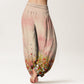 Cotton Casual Colorful Wildflower Field Pattern Women's Elastic Waist Harem Pants