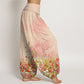 Cotton Casual Colorful Wildflower Field Pattern Women's Elastic Waist Harem Pants