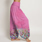 Cotton Casual Colorful Wildflower Field Pattern Women's Elastic Waist Harem Pants