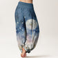 Cotton Casual Dandelion Pattern Women's Elastic Waist Harem Pants