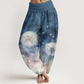 Cotton Casual Dandelion Pattern Women's Elastic Waist Harem Pants