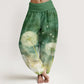 Cotton Casual Dandelion Pattern Women's Elastic Waist Harem Pants