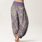 Pure Cotton Flowers Paisley Patterns Women's Elastic Waist Harem Pants