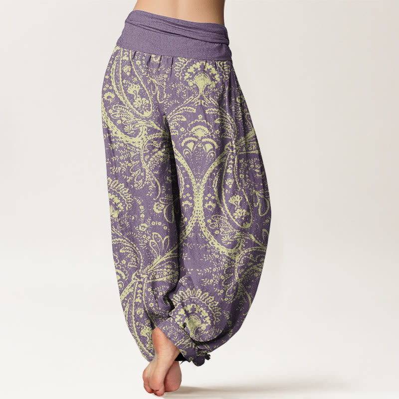 Pure Cotton Flowers Paisley Patterns Women's Elastic Waist Harem Pants