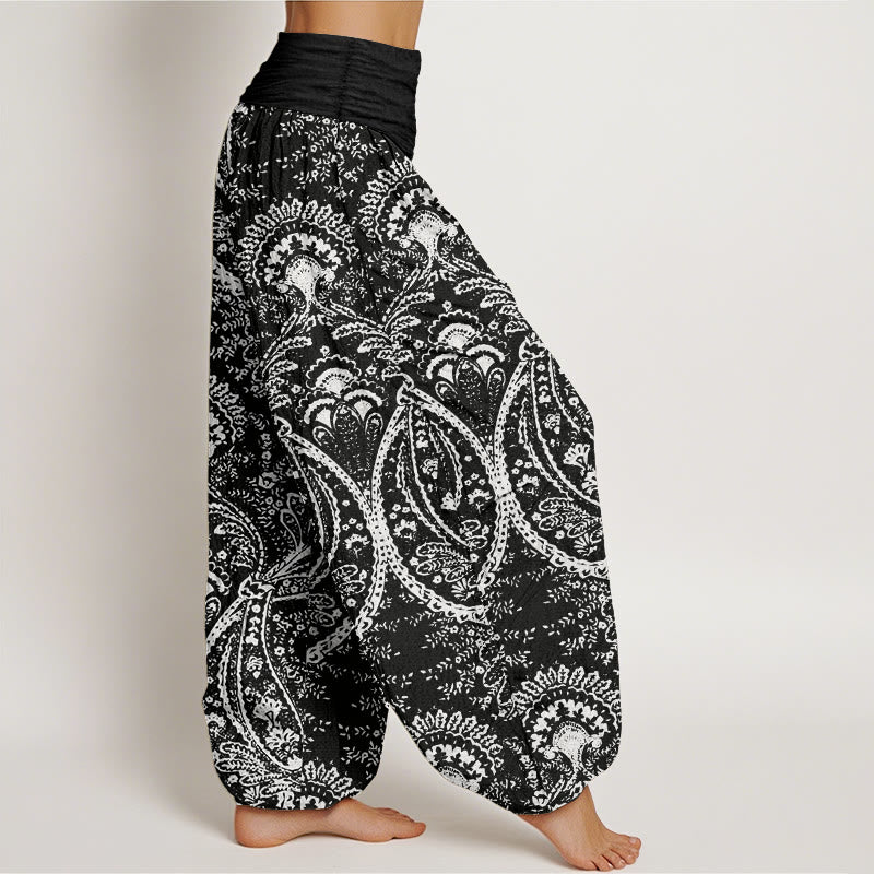 Pure Cotton Flowers Paisley Patterns Women's Elastic Waist Harem Pants