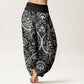 Pure Cotton Flowers Paisley Patterns Women's Elastic Waist Harem Pants