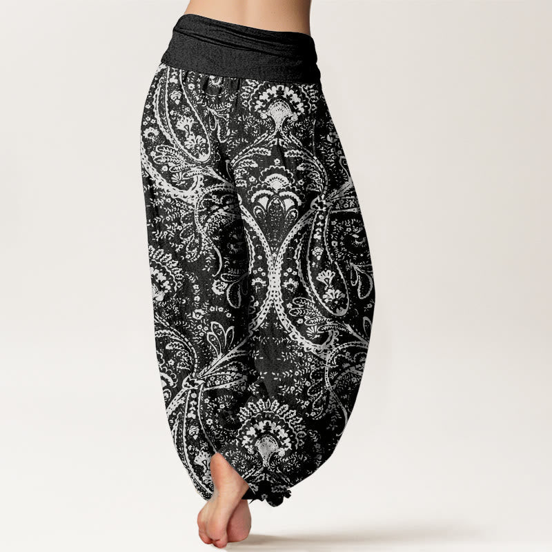 Pure Cotton Flowers Paisley Patterns Women's Elastic Waist Harem Pants