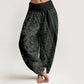 Pure Cotton Mandala Pattern Parallel Flowers Women's Elastic Waist Harem Pants