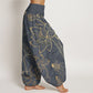 Pure Cotton Lotus Leaf Koi Fish Women's Elastic Waist Harem Pants