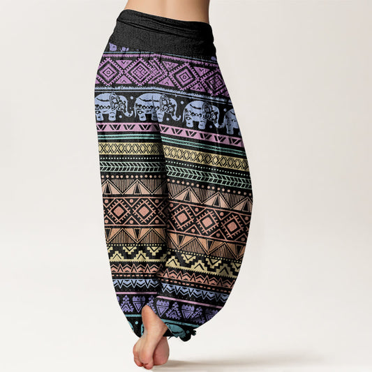 Pure Cotton Casual Elephant Geometric Figure Women's Elastic Waist Harem Pants