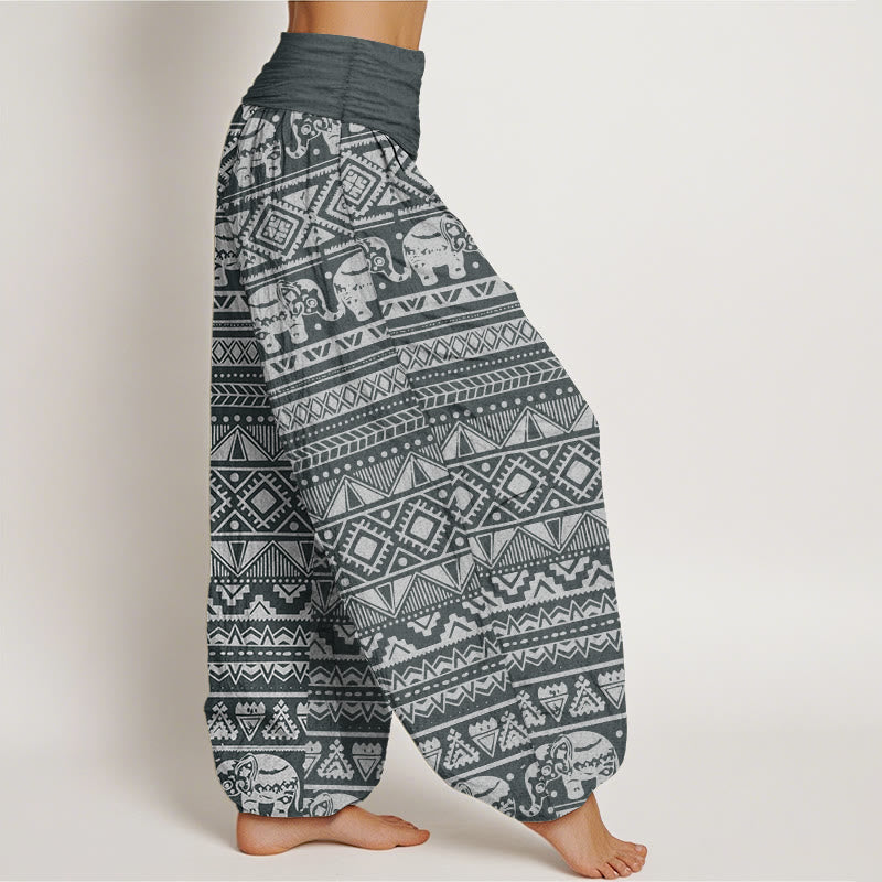 Pure Cotton Casual Elephant Geometric Figure Women's Elastic Waist Harem Pants