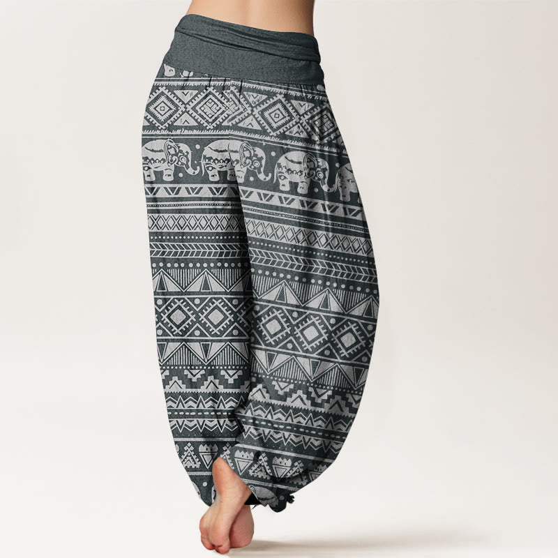 Pure Cotton Casual Elephant Geometric Figure Women's Elastic Waist Harem Pants
