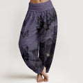 Pure Cotton Butterfly Flowers Pattern Women's Elastic Waist Harem Pants