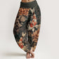 Pure Cotton Colorful Koi Fish Lotus Flowers Design Women's Elastic Waist Harem Pants