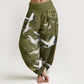 Pure Cotton Flying White Cranes Auspicious Clouds Design Women's Elastic Waist Harem Pants