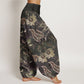 Cotton Casual Floral Leaves Women's Elastic Waist Harem Pants
