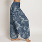 Cotton Casual Peony Flowers Leaves Women's Elastic Waist Harem Pants