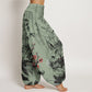 Cotton Plum Blossoms Bamboo Orchids Chrysanthemums Pattern Women's Elastic Waist Harem Pants
