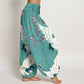 Cotton Cranes Flowers Auspicious Clouds pattern Women's Elastic Waist Harem Pants