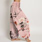 Cotton Warbler Bird Blooming Flower Branches Mandala Pattern Women's Elastic Waist Harem Pants