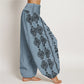 Cotton Mandala Om Mani Padme Hum Women's Elastic Waist Harem Pants