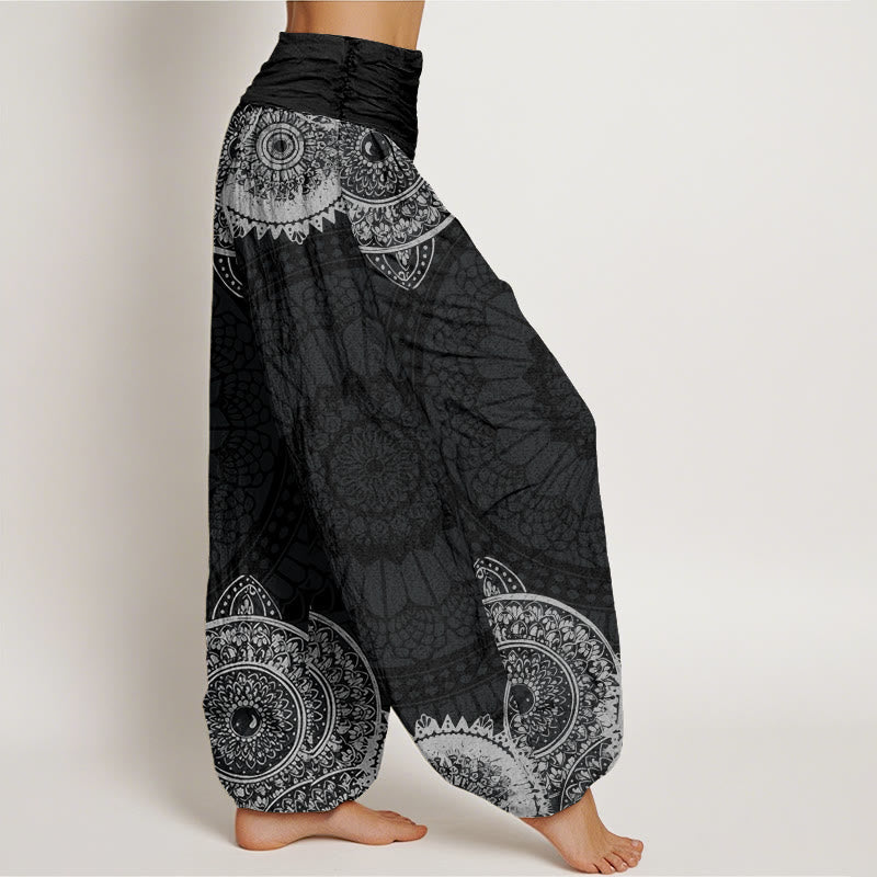 Cotton Circular Mandala Design Women's Elastic Waist Harem Pants