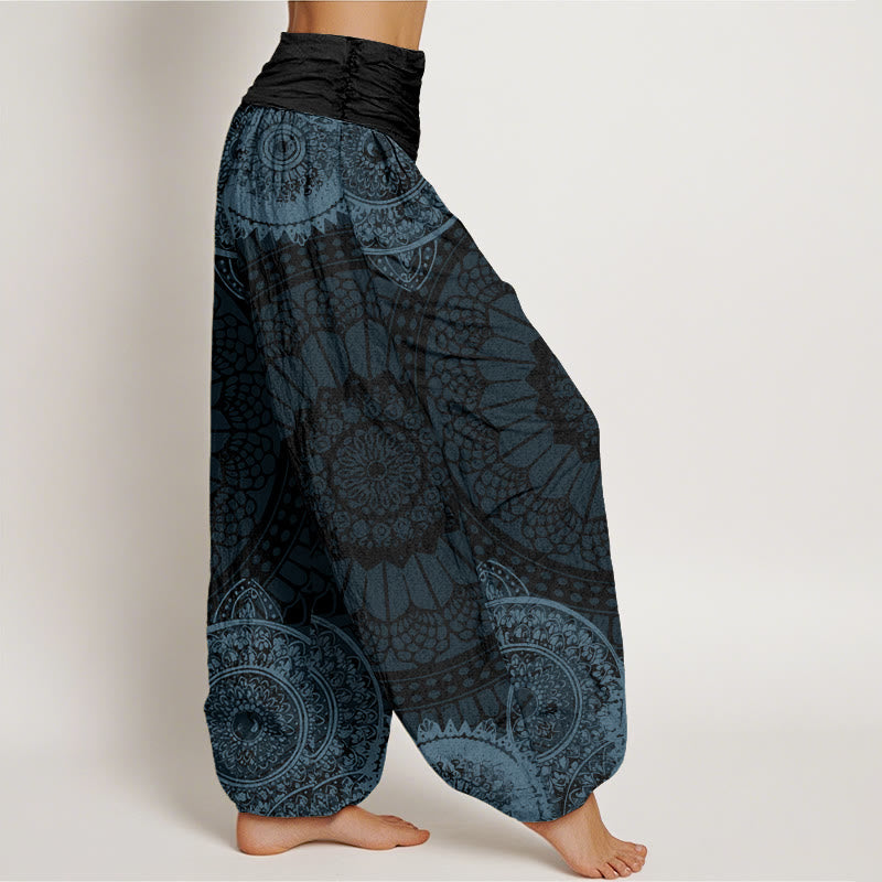 Cotton Circular Mandala Design Women's Elastic Waist Harem Pants