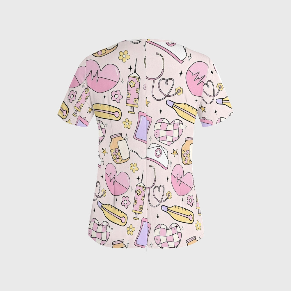 Women's Medical Objects Printed Scrub Set ST14