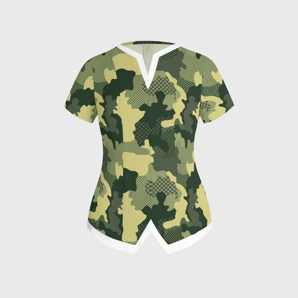 Women's Collage Camouflage Printed Scrub Set SA08