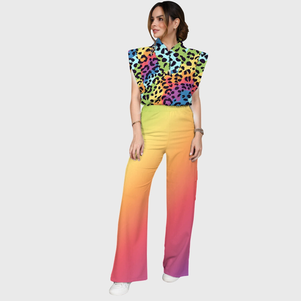 Women's Neon Ombre Leopard Printed Scrub Set SL07