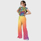 Women's Neon Ombre Leopard Printed Scrub Set SL07