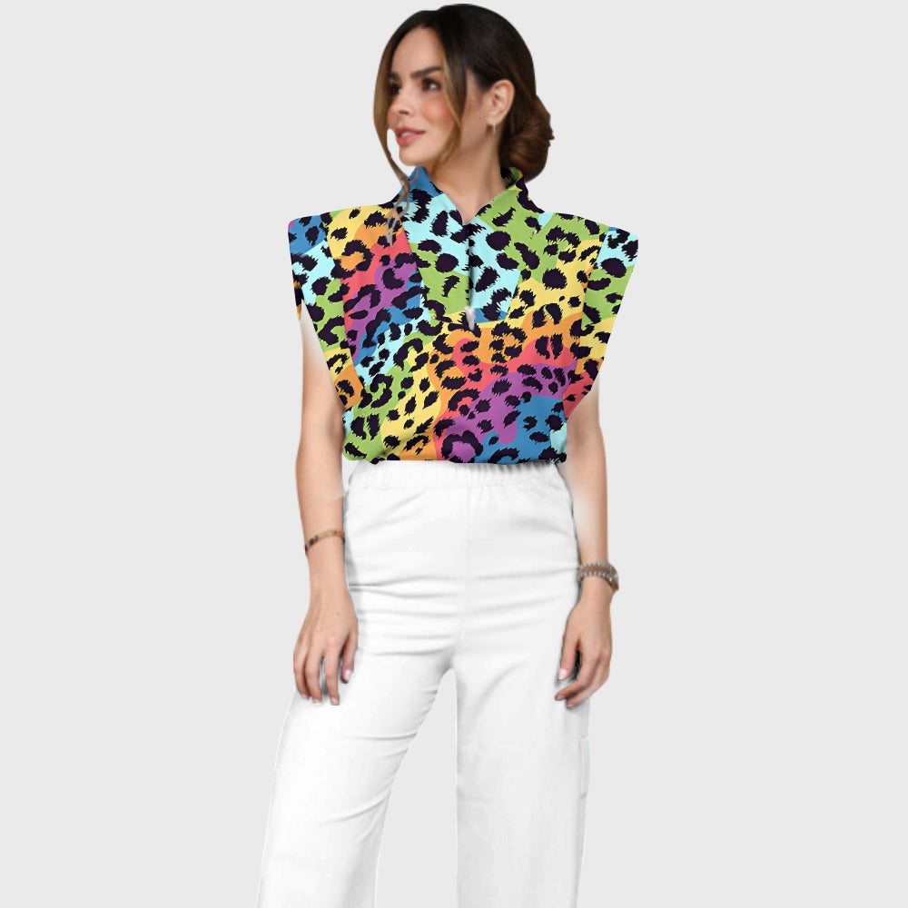 Women's Neon Ombre Leopard Printed Scrub Set SL07