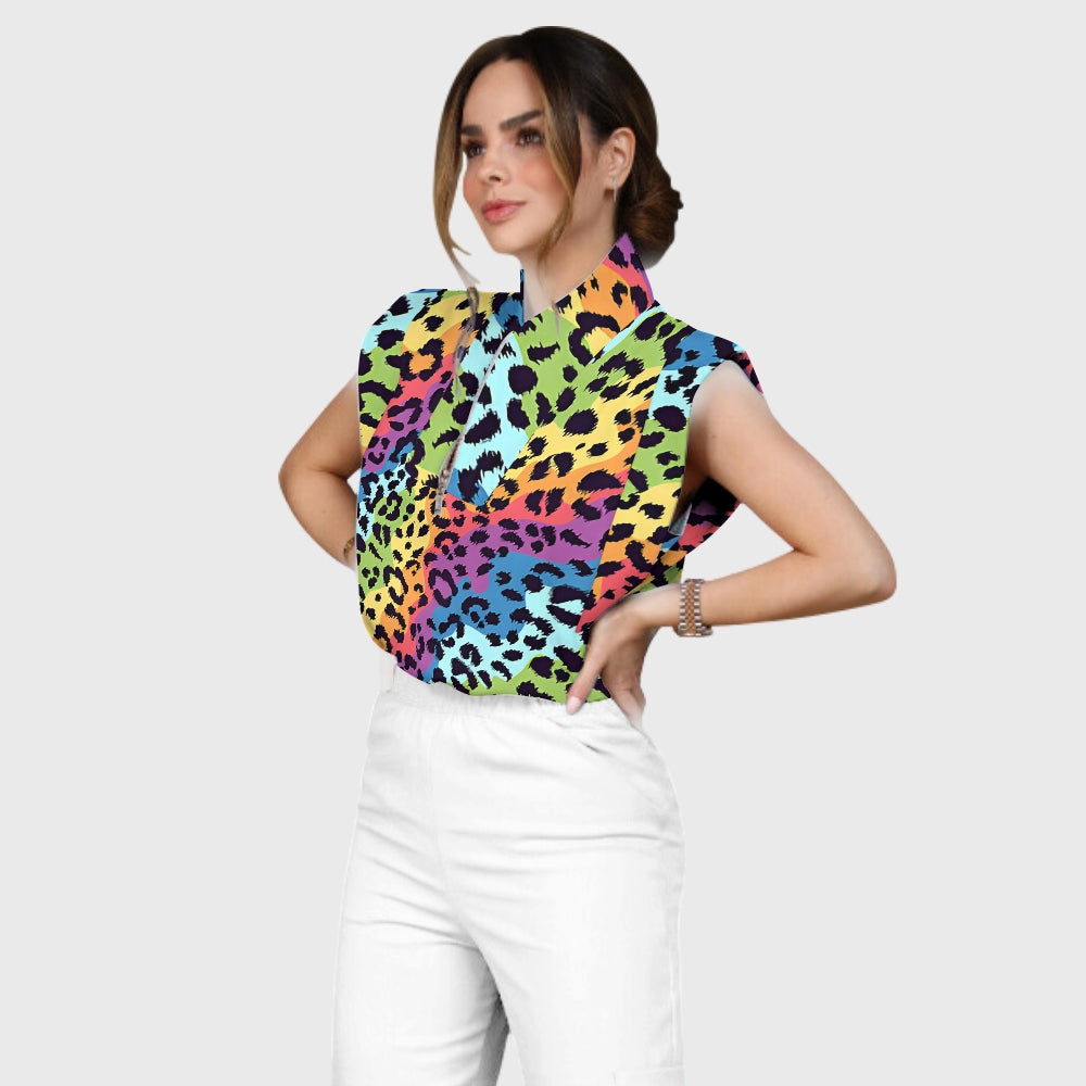 Women's Neon Ombre Leopard Printed Scrub Set SL07