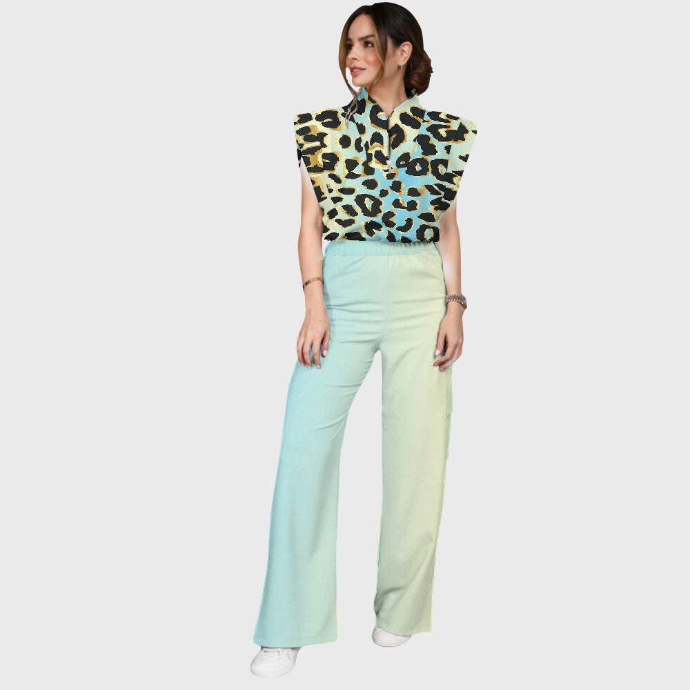 Women's Vintage Ombre Leopard Printed Scrub Set SL08